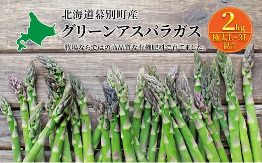 十勝幕別町産 グリーンアスパラ2kg 極太L～3L混合［山田敏明牧場］【2026年5月出荷開始】 北海道 野菜 アスパラガス