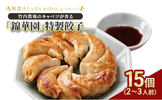 ボリューム満点 手作り冷凍餃子 15個（2～3人前）×1袋［錦華園］【 野菜 キャベツ たっぷり 厚い 手包み 手作り もちもち モチモチ 汁 町中華 中華 北海道 十勝 幕別 】