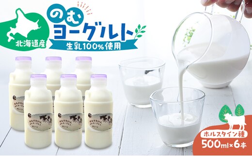 のむヨーグルト 生乳100%使用 500ml×6本 北海道産 ホルスタイン種 [i・ふぁーむ] 【 飲むヨーグルト 牧場直送 幕別 プレーン 濃厚 牛 朝食 】