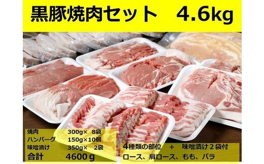 北海道 黒豚焼肉Bセット2.4kg・ハンバーグ10個・味噌漬け【C012-3】