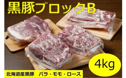 北海道 黒豚ブロックBセット4kg【C012-4】