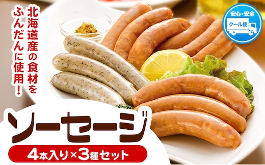 ソーセージ 3種セット 4本入り×3種セット あらびき バジル チョリソー ろうへるんはうすだいさく《45日以内に出荷予定(土日祝除く)》 北海道 本別町 送料無料 ウインナー おつまみ 朝食 ギフト---hsh_rhdsabc_45d_24_9500_3p---