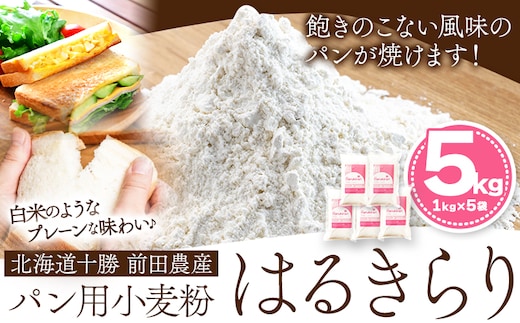 北海道十勝 前田農産パン用小麦粉「はるきらり」5kg(1kg×5袋) 有限会社 十勝太陽ファーム 送料無料 北海道 本別町《60日以内に出荷予定(土日祝除く)》---hsh_tmhkkm_60d_23_15500_5kg---