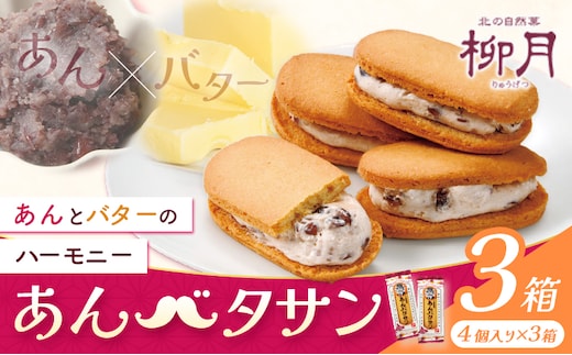 柳月 あんバタサン 1箱4個入 3箱 本別町観光協会 《30日以内に出荷予定(土日祝除く)》北海道 本別町 十勝 お土産 ギフト 餡 バター サブレ---hsh_cchk_30d_26_9500_3s---