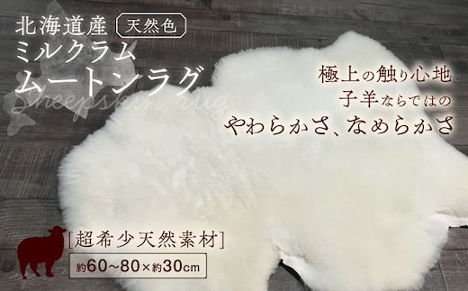 ミルクラム ムートン 約60～80cm《足寄町》【石田めん羊牧場】ムートン 羊 羊毛 天然素材 高級 インテリア マット ベビー用 赤ちゃん ペット用 ペット 介護用 あしょろ 北海道 [BEAD001]