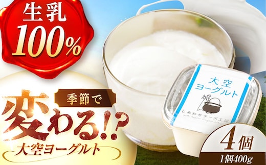 ＼TVで話題／できたて直送「大空 ヨーグルト 」 400g×4個《足寄町》【しあわせチーズ工房】ヨーグルト 乳製品 牛乳 乳酸菌 免疫力 美味しい 高評価 おすすめ ギフト 400g 足寄町産 北海道産 道産 あしょろ 北海道 [BEAK001]