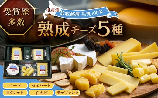 北海道 熟成チーズ 5種詰め合わせ《足寄町》【合同会社あしょろチーズ工房】 北海道産 十勝チーズ 食べくらべ 食べ比べ チーズ ハードタイプ セミハード ラクレット 白カビタイプ 熟成モッツァレラ 冷蔵 十勝 あしょろ [BEAU003]