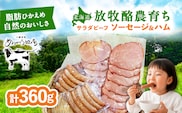 ＼TVで話題／サラダビーフ ソーセージ&ハムセット（ソーセージ100g×2袋・ボンレスハム80g×2袋）《足寄町》【ありがとう牧場】ソーセージ ハム 牛肉 ビーフ 肉 ミート 牛 焼肉 牛丼 カレー ギフト 北海道産 あしょろ 北海道 [BEAH007]