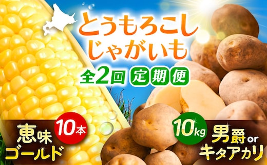 【全2回定期便】とうもろこし（10本）＆じゃがいも（10kg）《足寄町》【党崎農場】トウモロコシ とうもろこし 甘い 野菜 国産 新鮮 ジャガイモ じゃがいも 食べ比べ 芋 いも 定期便 レンチン 北海道産 あしょろ 北海道 [BEAA008]