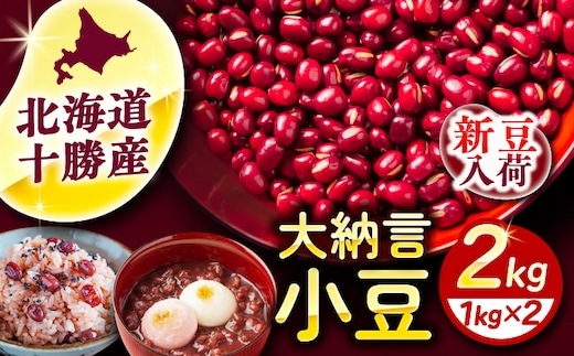 【R7年度産新豆 受付中】北海道 あしょろの大納言小豆 1kg×2袋《足寄町》【党崎農場】大納言小豆 小豆 豆 まめ 大粒 和菓子 和食 あんこ 赤飯 スープ おしるこ 煮物 健康 足寄町産 北海道産 道産 寒冷地 [BEAA016]