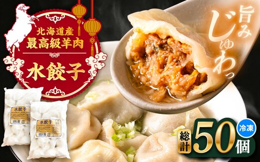 羊の水餃子（25個入り×2パック）《足寄町》【石田めん羊牧場】 中華 餃子 ぎょうざ ギョウザ 点心 惣菜 おかず 弁当 羊肉 お肉 手づくり 冷凍 ジューシー 簡単調理 名店 味坊 足寄 北海道 北海道産 [BEAD020]