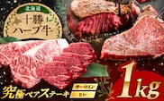 北海道 十勝 ハーブ牛 サーロイン ヒレ ステーキ セット 1kg （500g×2） 《足寄町》【株式会社ノベルズ食品】 [BEAQ056]