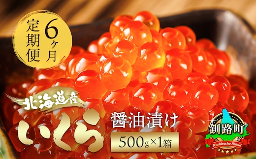 【定期便 6ヶ月連続】北海道産 いくら醤油漬け 500g ×1箱 | 国産 いくら いくら醤油漬 しょう油 しょうゆ イクラ ikura 小分け 天然 鮭 鮭卵 鮭いくら 魚卵 冷凍定期便 魚介類 海鮮 絶品 人気 笹谷商店 直営 釧之助本店 高級 ギフト 贈答用 贈答品 北海道 釧路町 釧路超 特産品