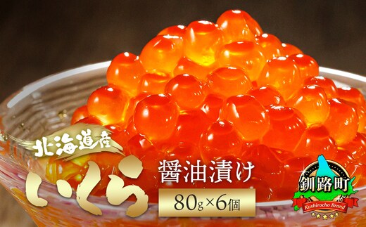 北海道産 いくら醤油漬け80g×6コ入り×1箱 小分け 【配送日時指定可能】 国産 しょう油 イクラ ikura 鮭 鮭卵 鮭いくら 魚卵 冷凍 配送月指定 配送月を選べる 配送時期 発送月が選べる 発送月 スピード発送 すぐ届く 魚介類 海鮮 絶品 人気 笹谷商店 せんのすけ すぐ発送 北海道 釧路町 釧路超 特産品