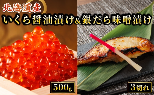 北海道産 いくら醤油漬け 500g & 銀だら味噌漬け 3切 ×1セット | の人気セット! 国産 いくら イクラ 天然 鮭 サーモン 鮭卵 いくら醤油漬 銀だら西京漬け 銀だら 銀鱈 銀ダラ ぎんだら 魚介類 海鮮 絶品 人気 笹谷商店 直営 釧之助本店 高級 ギフト 贈答用 贈答品 北海道 釧路町 釧路超 特産品