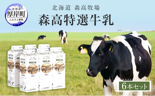 森高特選 牛乳 6本 セット (1本あたり１L×6本,合計６L) 北海道 牛乳 ミルク 