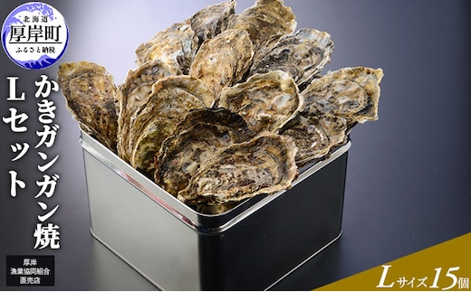 【厚岸漁協直売店特製】 かきガンガン焼 Lセット 15個 北海道 牡蠣 カキ かき 生牡蠣 殻付 魚介類 マルえもん