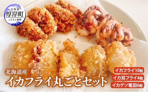 北海道産イカフライ丸ごとセット (イカフライ 10粒 イカ耳フライ 4粒 イカゲソ 竜田 6粒 ) イカ 揚げ物 冷凍 