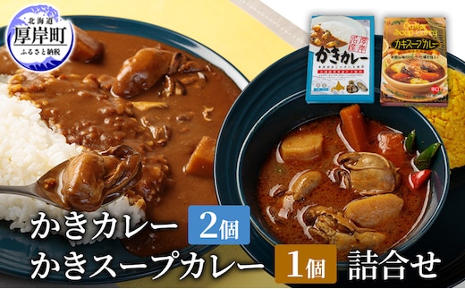 かきカレー2個 かきスープカレー 1個 詰合せ 北海道 カレー スープ スープカレー カレーライス レトルト レトルトカレー レトルト食品 加工品 牡蠣