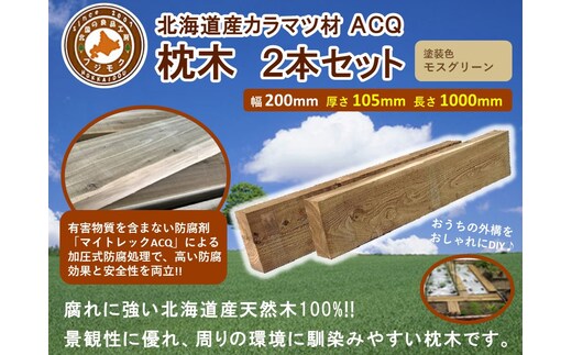 ACQカラマツ枕木（200×105×1000）2本セット