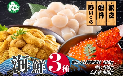 3611.うに100g×2 鱒いくら醤油漬け100g×2 ホタテ300g 3種 セット ウニ 雲丹 鱒 イクラ 醤油漬け ほたて 帆立 海鮮 冷凍 海鮮丼 送料無料 北海道 弟子屈町