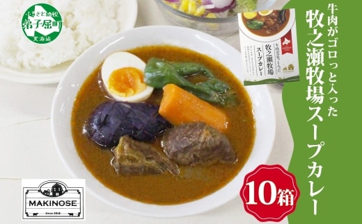 3023. ビーフ スープカレー 300g 10袋 カレー ビーフカレー スープ 牛 牛肉 放牧牛 牧場 レトルトカレー レトルト食品 レトルト 湯煎 レンジ 牧之瀬牧場 送料無料 北海道 弟子屈町