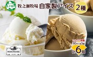 3223. 牧之瀬牧場 自家製アイス 2種  各3個 計6個 ミルク 黒糖 ミルク味 黒糖味 オリジナル アイス 生乳 牛乳 フレーバー 牧場 デザート 手作り セット  スイーツ 冷凍 送料無料 北海道 弟子屈町