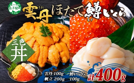 【年内配送 12月10日まで受付】3628. 雲丹 100g ホタテ 200g 鱒いくら醤油漬け 100g 海鮮3種セット チリ産 ウニ ミョウバン不使用 うに 鱒いくら いくら 冷凍 イクラ 鱒 ほたて 生ほたて 北海道産 帆立 冷凍 海鮮 海鮮丼 刺身 つまみ おつまみ おかず ごはんのおとも 北海道 弟子屈町