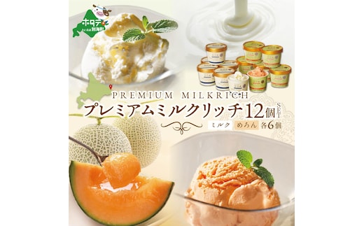 べつかいのアイスクリーム屋さんプレミアムミルクリッチ12個（ミルク/めろん各6個）(AP-02)（ 北海道アイス 北海道産アイス アイス アイススイーツ アイスクリーム 北海道産アイスクリーム 道産アイス 道産アイスクリーム ギフト 詰合せ 詰め合わせ ）