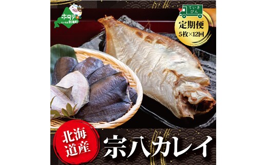 【定期便】北海道産 一夜干し 宗八カレイ 5枚 × 12ヵ月 【全12回】