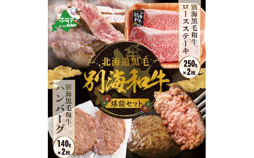 別海和牛 ロースステーキ （250g×2）+ハンバーグ （140g×2）【別海和牛】
