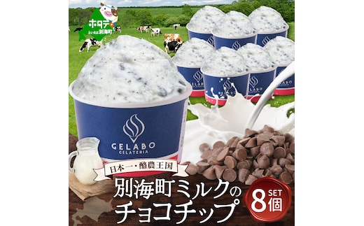 贅沢素材・ジェラート 別海町ミルクのチョコチップ 8個セット 【EK0000007】