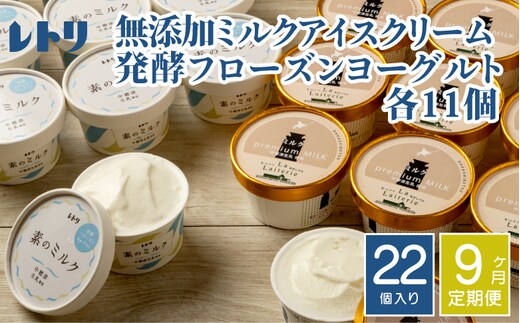 北海道 プレミアムミルクアイスクリーム×11個とフローズンヨーグルト×11個セット計２２個 ９ｶ月定期便【1115701】