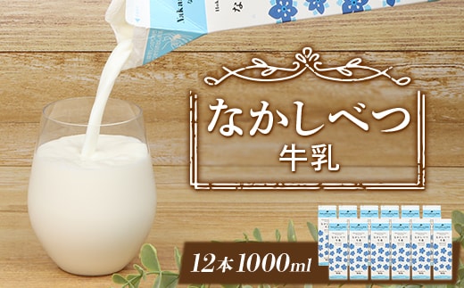 北海道なかしべつ牛乳 1L×12本【1401603】