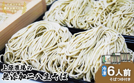 上原農場の無添加二八生そば6人前 340g(めん240g+つゆ50g×2)×3袋 生蕎麦 蕎麦 そば 麺 無添加 ルチン ポリフェノール 上原農場そば粉 農林水産大臣賞受賞 ふるさと納税 北海道 中標津町 中標津【3000401】
