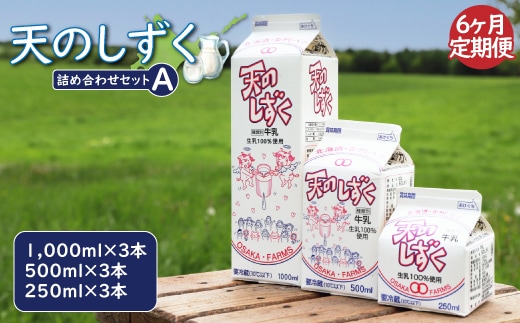 【定期便：全6回】天のしずく 詰め合わせセットＡ(1000ml×3本・500ml×3本・250ml×3本,合計5.2L)【51003】