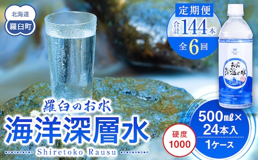 年6回！北海道 羅臼（らうす）のお水 海洋深層水500ml×24本定期便 知床 世界自然遺産 国産 備蓄 常備水 ペットボトル ミネラル 清涼飲料水 生産者 支援 応