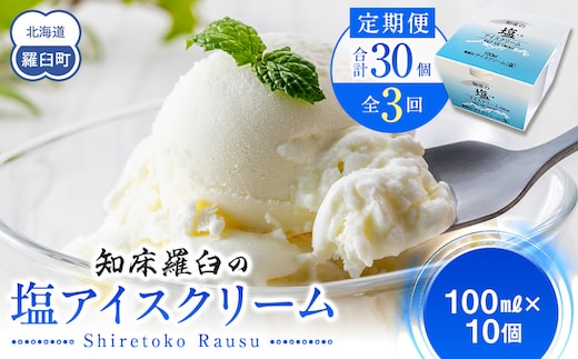 年3回！北海道 知床羅臼（らうす）の塩アイスクリーム定期便 知床 しれとこ 羅臼 らうす 北海道 世界自然遺産 送料無料 人気 海洋深層水 塩 スイーツ スウィーツ クリスマス バニラ お菓子 家族 アイス 生産者 支援 応