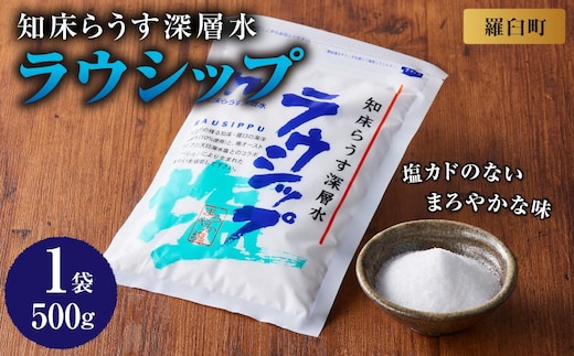 ラウシップ 500g 1個 海洋深層水 世界自然遺産 知床らうすブランド認証品 南オーストラリア 天日海水塩 ペットボトル ミネラル 北海道 知床 羅臼 塩 生産者 支援