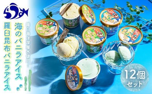 羅臼海洋深層水使用！ 海のバニラアイス・羅臼昆布バニラアイス 12個セット アイスクリーム スイーツ デザート 夏 北海道 羅臼町 知床 生産者 支援 応援