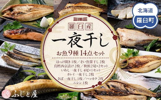 一夜干し お魚9種14点セット ほっけ開き そい 鱈 秋鮭 さば いわし カレイ ハッカク ニシン 北海道 知床 羅臼町 生産者 支援 応援