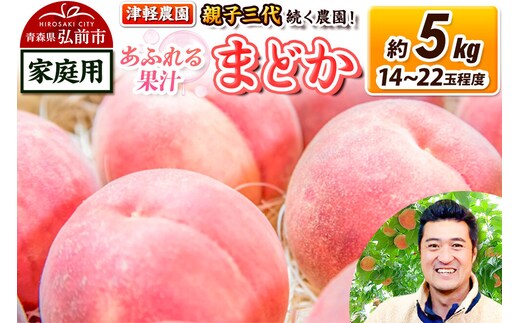 【26年8月発送】もも【2026年産 あふれる果汁 まどか】家庭用 約5kg 14～22玉程度 津軽農園 採れたて 農家直送 [おいしい ピーチ フルーツ もも 果実 果物 青森 津軽 桃 美味]