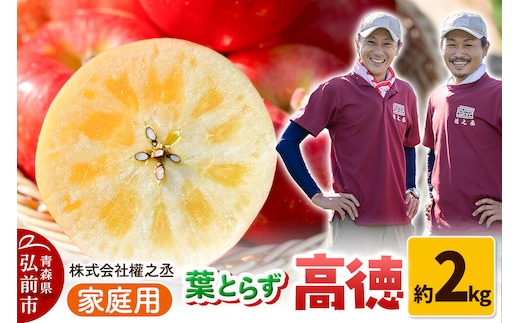 【26年11月下旬～発送】りんご 高徳（こうとく）【家庭用】約2kg 權之丞 葉とらずりんご 青森りんご 先行受付 青森県 弘前市 果物 フルーツ 林檎 リンゴ くだもの 不揃い 規格外 [先行予約 産地直送 弘前市産 アップル おいしい 果実 美味 甘い 赤色]