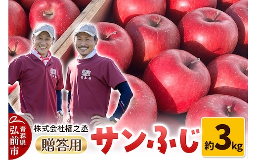 【26年11月下旬～発送】りんご サンふじ【贈答用】約3kg 權之丞 青森りんご 先行受付 青森県 弘前市 果物 フルーツ 林檎 リンゴ くだもの ギフト 贈り物 [先行予約 産地直送 弘前市産 アップル おいしい 果実 美味 甘い 赤色]