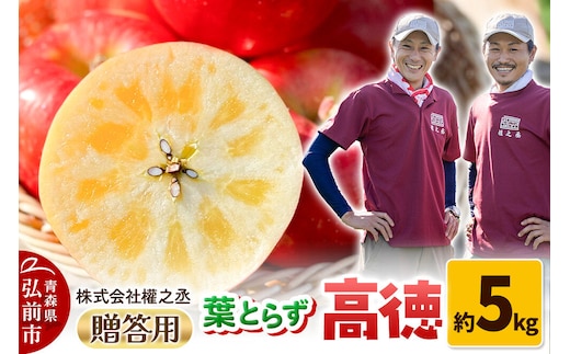 【26年11月～発送】りんご 高徳（こうとく）【贈答用】約5kg 權之丞 葉とらずりんご 青森りんご 先行受付 青森県 弘前市 果物 フルーツ 林檎 リンゴ くだもの ギフト 贈り物 [先行予約 産地直送 弘前市産 アップル おいしい 果実 美味 甘い 赤色]