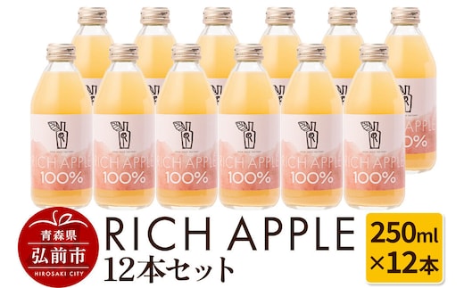 【寄附金額見直しました】りんごジュース RICH APPLE 12本セット（250ml×12本）