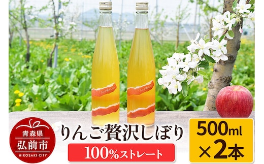 【寄附金額見直しました】りんご贅沢しぼり500ml（2本入り） 100％ストレート りんごジュース リンゴ 果汁 林檎 飲料 アップル 果物 フルーツ 青森 飲み物 ドリンク