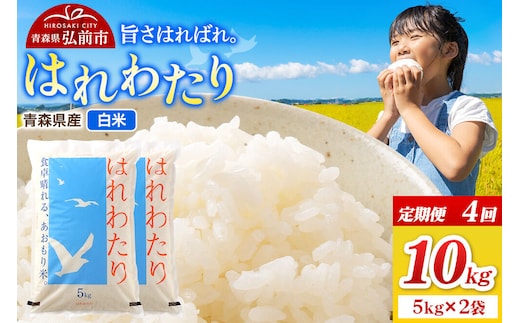 【寄附金額見直しました】《定期便4ヶ月》米 令和7年産 青森県弘前市産 はれわたり【精米】10kg（5kg×2袋）