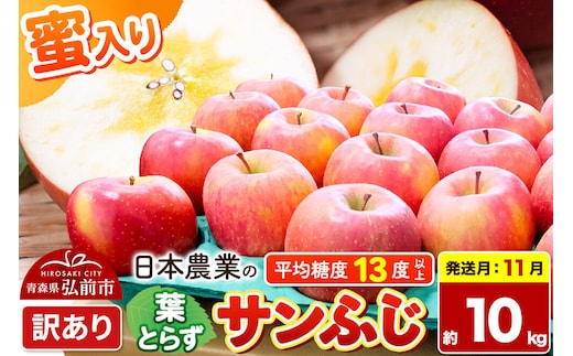 【26年11月発送】りんご 葉とらずサンふじ 【訳あり】 約10kg 蜜入り 平均糖度13度以上 青森県産 [りんご 林檎 アップル 産地直送 葉とらず サンふじ 訳あり 自宅用 家庭用 果物 フルーツ くだもの おいしい 美味 甘い 青森県 弘前市 日本農業]