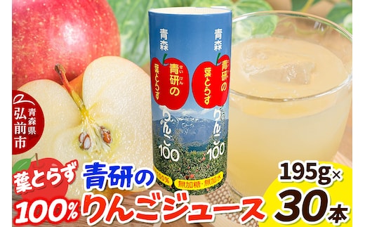 青研りんごジュース【葉とらずりんご100】195g 30本入 1箱 セット カートカン りんご リンゴ 林檎 ジュース りんごジュース リンゴジュース 飲み物 飲料 果実飲料 フルーツ 果物 くだもの ドリンク 弘前 弘前市産 青森りんご 青森